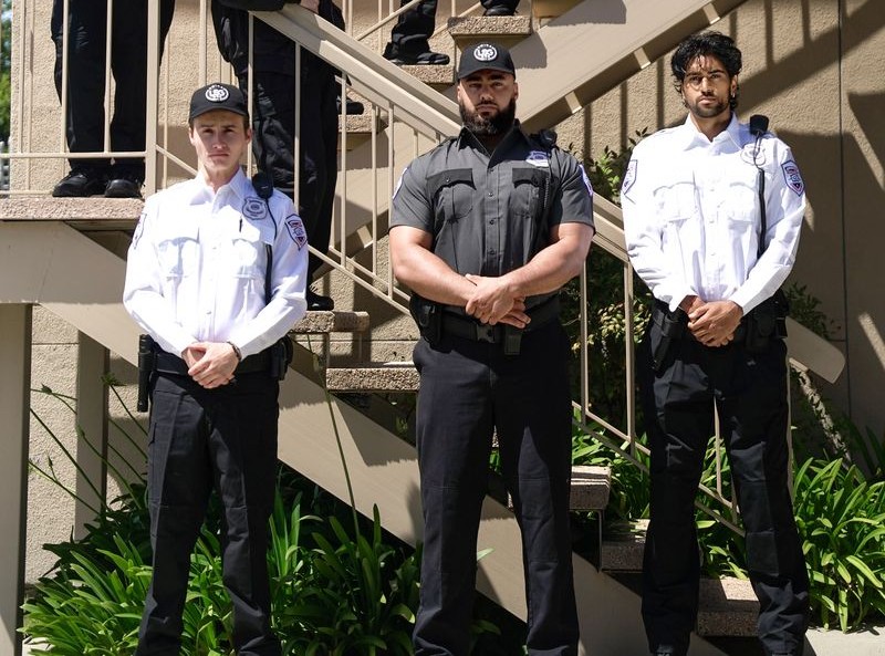 Licensed security officers in formation — hire security guard services in California