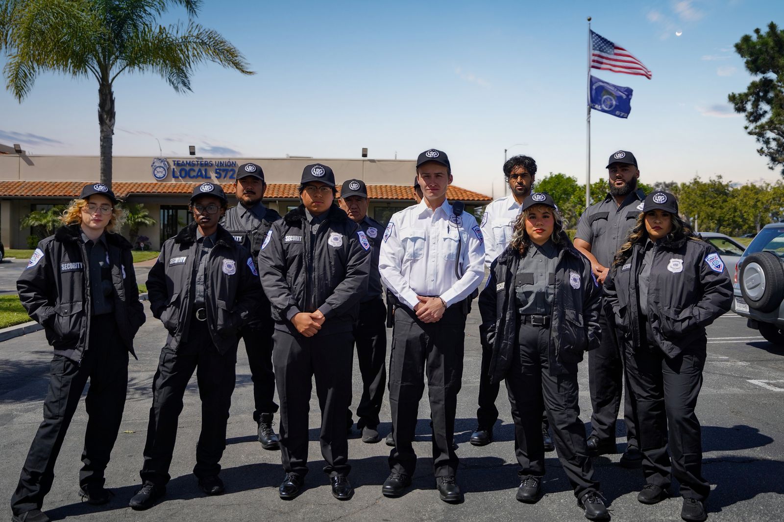 Security guard team standing at attention — security company near me in California and Ohio